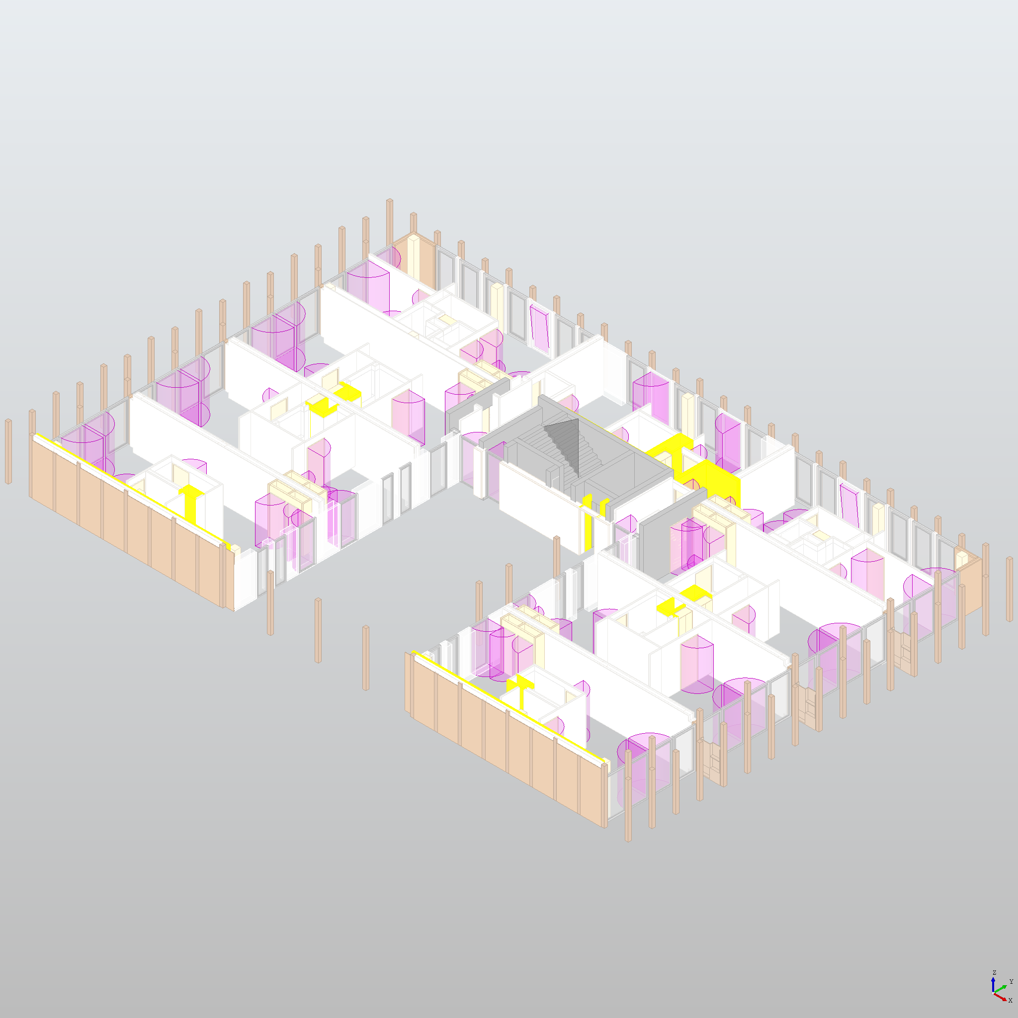 3D representations of elements in the third floor